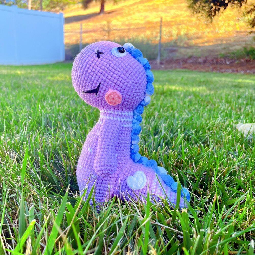 Handmade crochet dinosaur plush toy kawaii nursery décor, baby shower gift